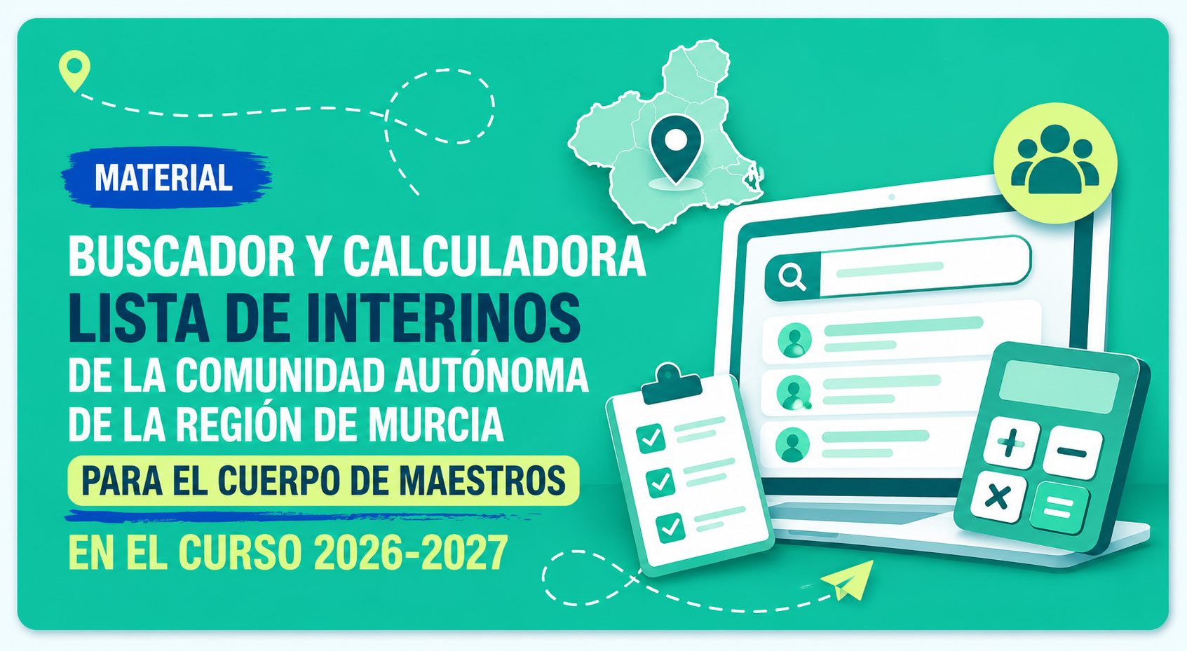 Buscador y calculadora lista de interinos de Maestros Murcia 2026-2027